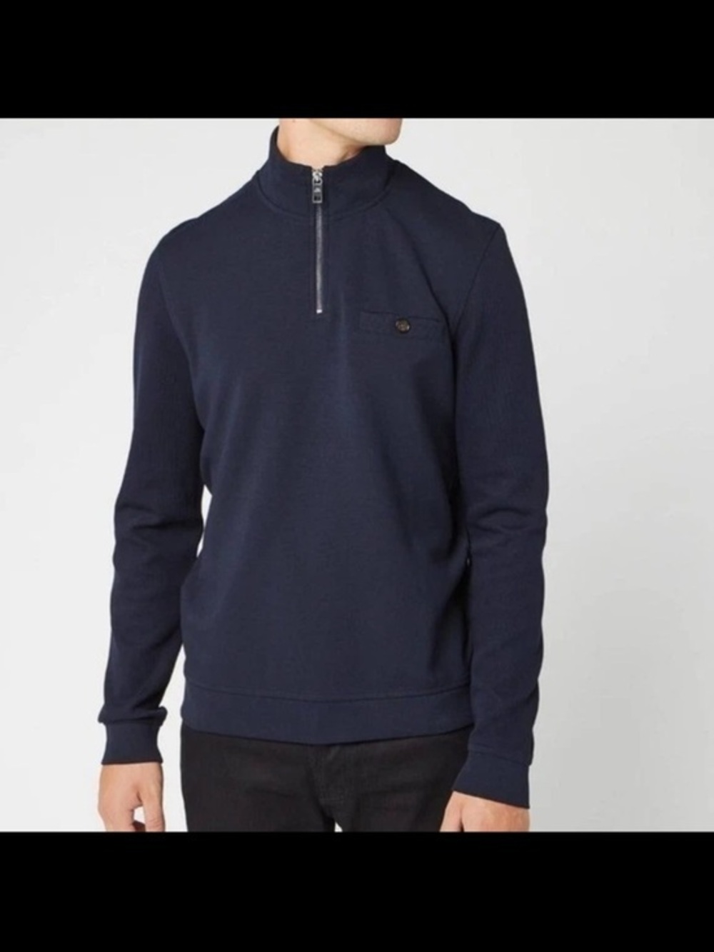 Ted Baker Muggie Half Zip Henley Funnel Neck Navy Sweatshirt Casual Basics xl